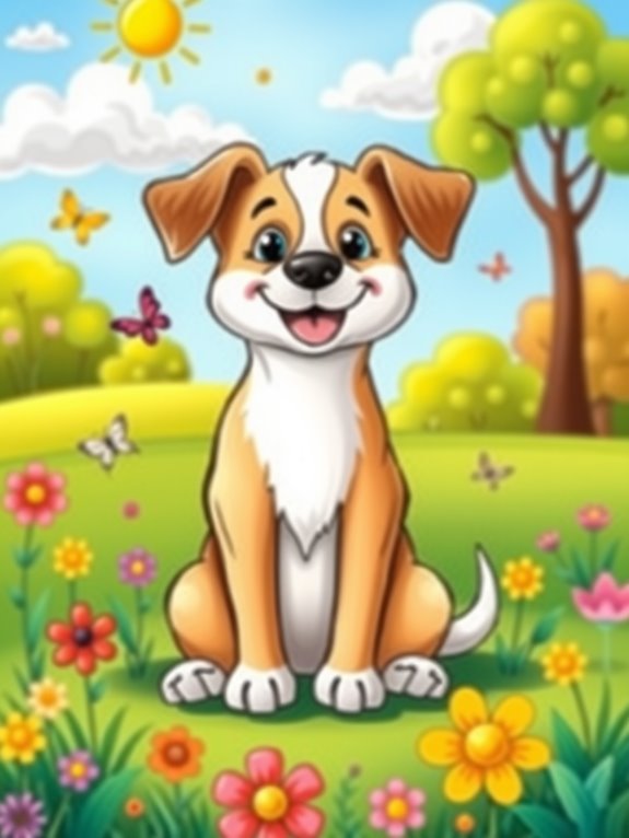 adorable canine sketch art