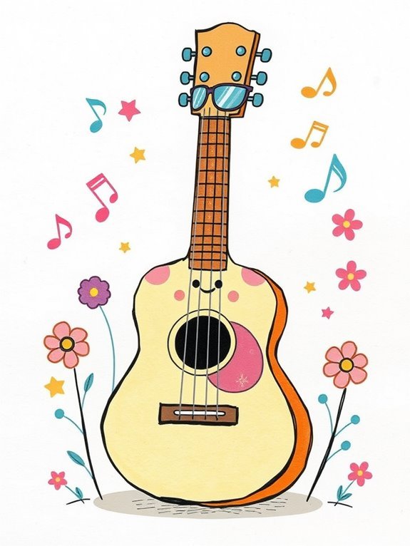 adorable illustrated guitar design