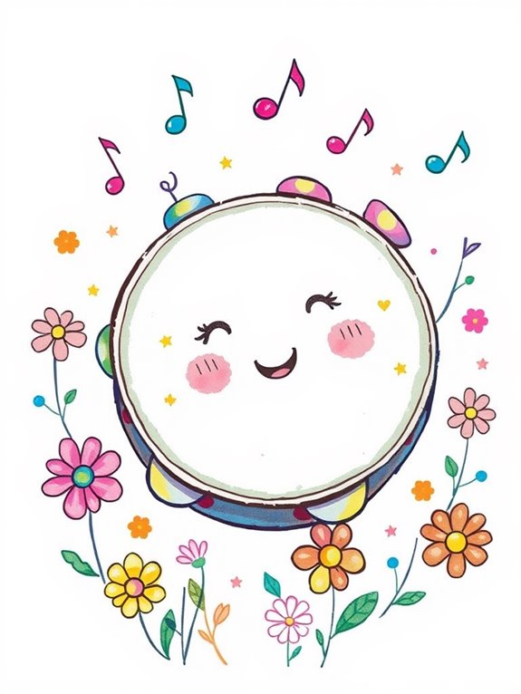 adorable tambourine art illustration