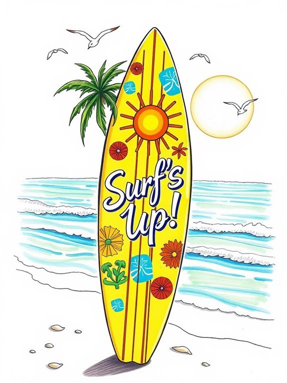 beach boys surfboard illustration