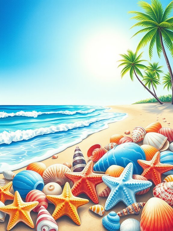 beach themed colored drawing