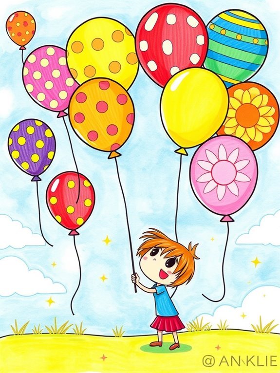 cheerful balloon bursting art
