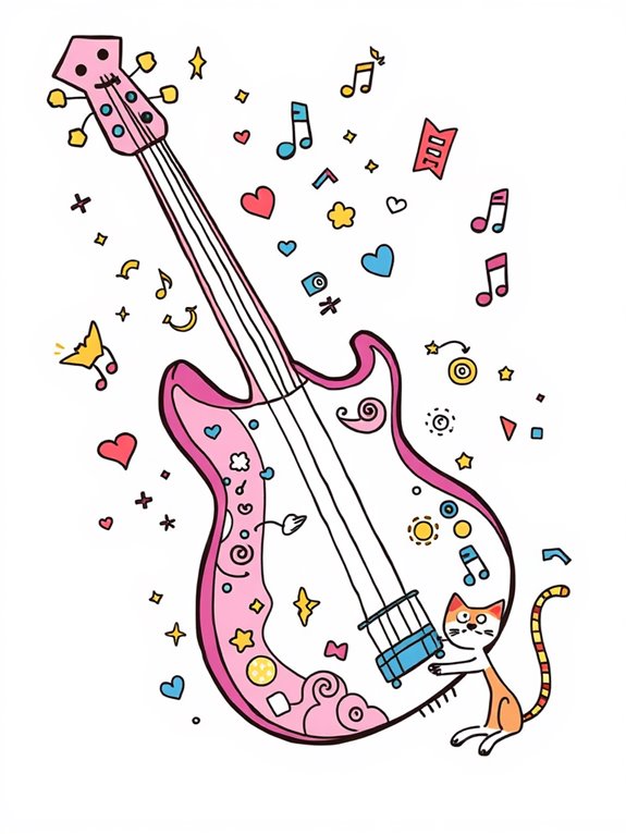 creative bass guitar doodle