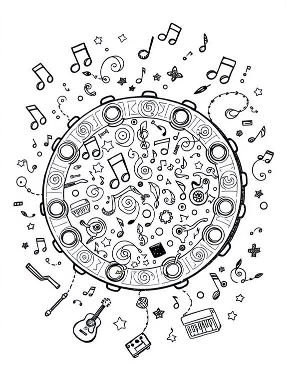 creative tambourine doodle art