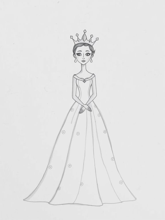 elegant queen sketch illustration