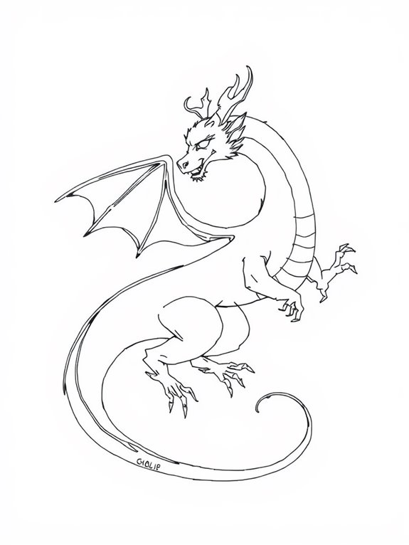 elegant single line dragon