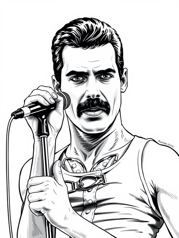 freddie mercury monochrome illustration