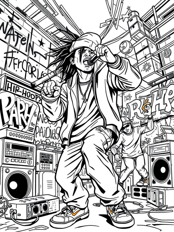hip hop line art drawing