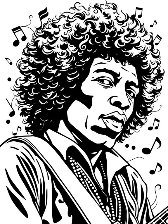 jimi hendrix artistic representation sketch