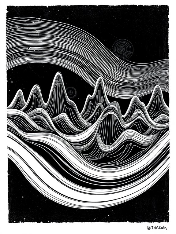 monochrome soundwave artistic representation