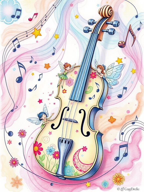playful colored violin sketch