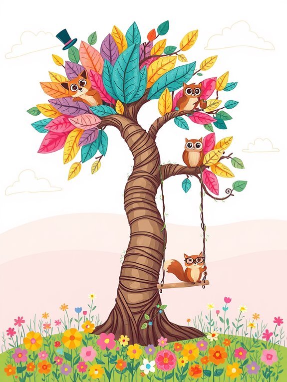 playful illustrated tree art