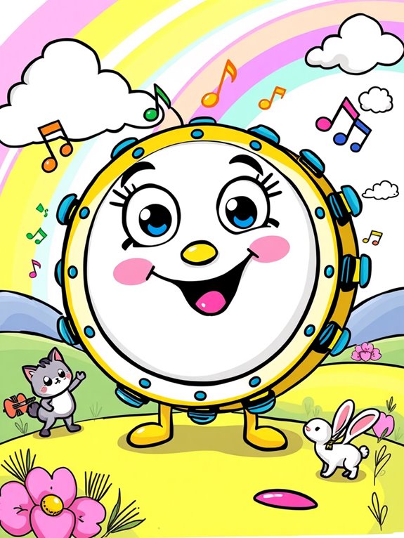 playful tambourine cartoon sketch