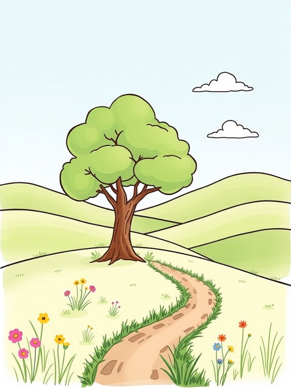 scenic tree landscape drawing