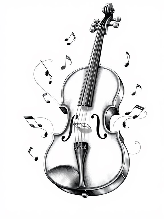 stylish monochrome violin artwork