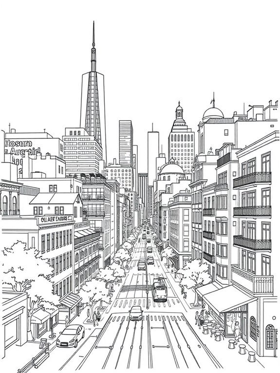 urban skyline line art