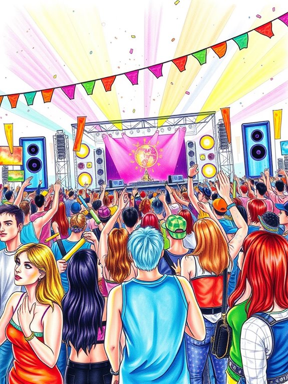 vibrant crowd at festival