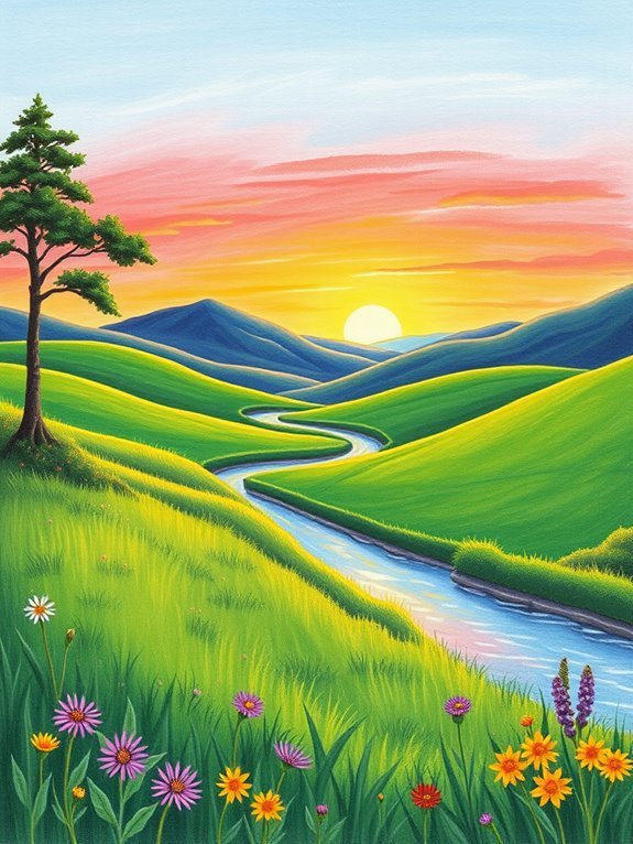 vibrant nature scene illustrated