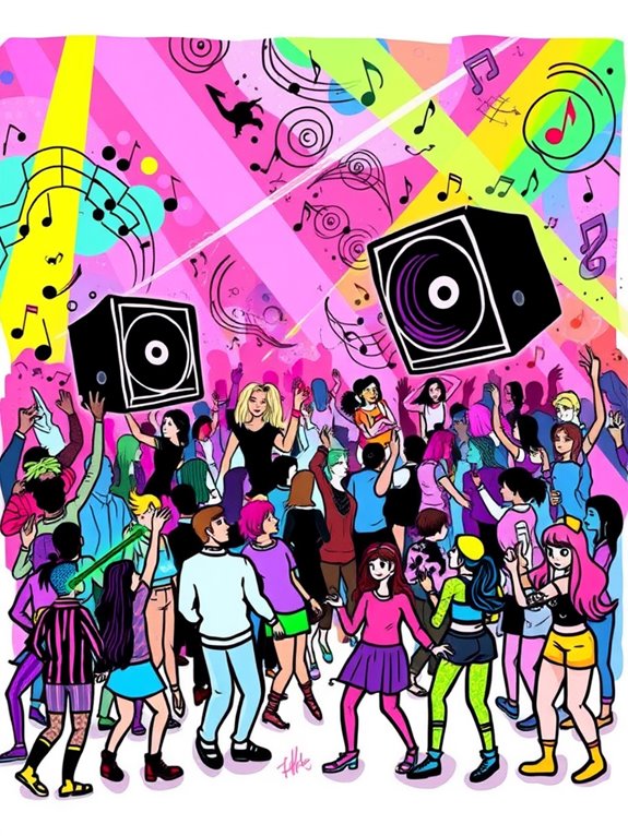 vibrant party atmosphere illustrated