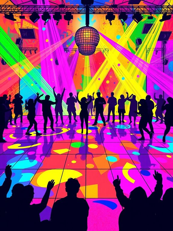 vibrant rhythmic movement space